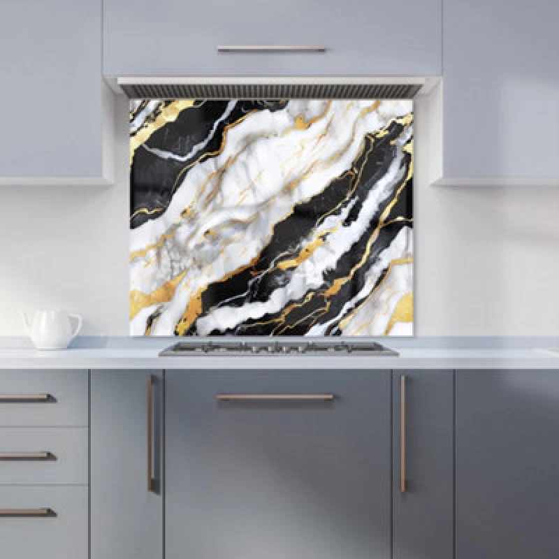 Image of Warren Reed Designer White And Gold Marble Effect Kitchen Splashback