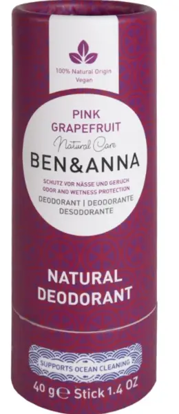 image of Ben and Anna Pink Grapefruit Deodorant Stick 40g