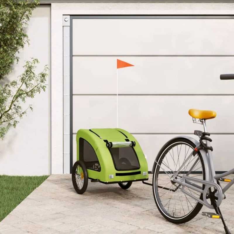 Image of VIDAXL Pet Bike Trailer Green Oxford Fabric and Iron Vidaxl 8720845770549