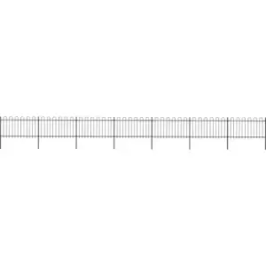 Image of Garden Fence with Hoop Top Steel 11.9x1 m Black Vidaxl Black