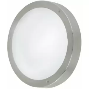 image of Loops - IP44 Outdoor Wall Light Round Stainless Steel 11W Built in LED Porch Lamp