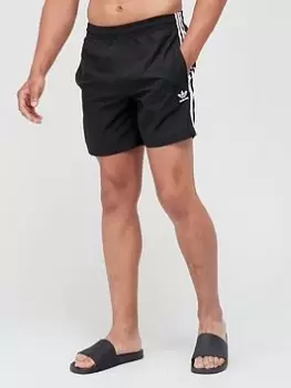 image of adidas Originals 3-Stripe Swim Shorts - Black Size XL Men