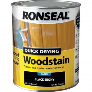 image of Ronseal Quick Dry Satin Woodstain Ebony 750ml