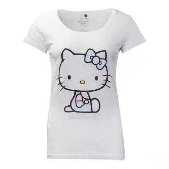 image of Hello Kitty - Hello Kitty Embroidered Details Womens X-Large T-Shirt - White