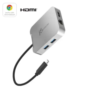 Image of j5create JCD391 4K60 Elite USB-C PD Multi-Port Adapter, Silver