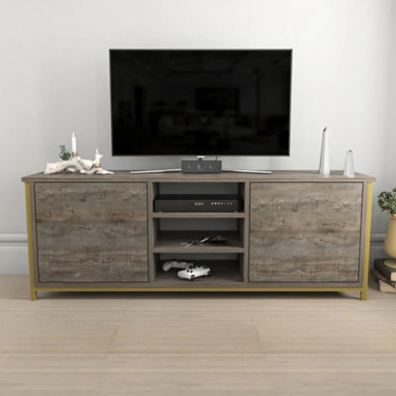 Image of Decorotika Otis TV Stand For Tv's Up To 63" Wenge Gold