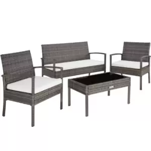 image of Tectake Sparta Rattan Garden Bench Set - Grey