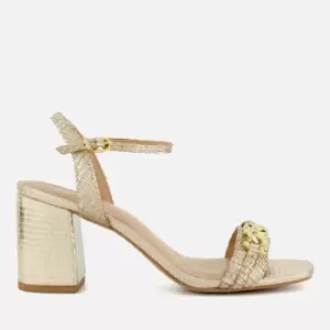 Dune Womens Manual Block Heeled Sandals - Gold - UK 6