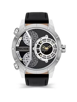 image of Police Police Vibe Mens Watch With Black Leather And Black / Silver / Gold Dial, Black, Men