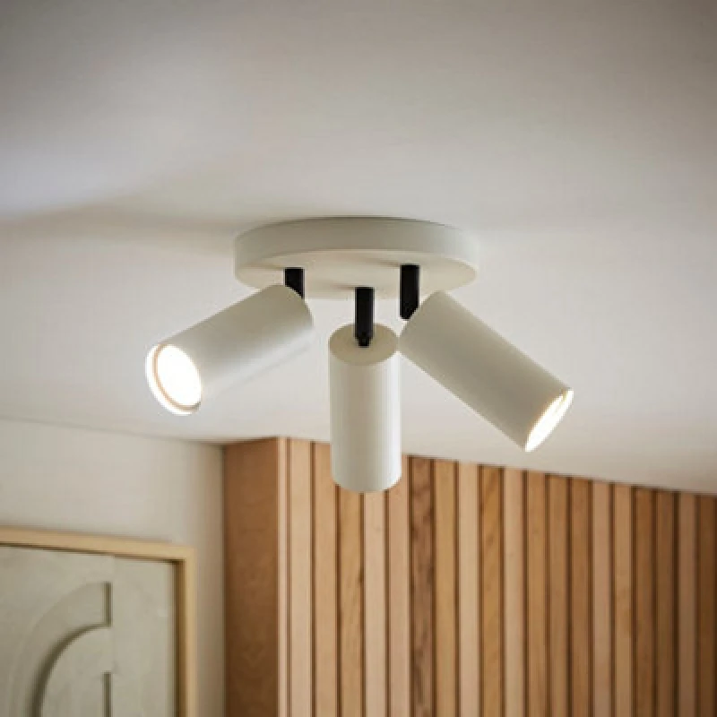 Image of Valuelights Taylor Matte Beige Tube 3 Way Adjustable Ceiling Spotlight
