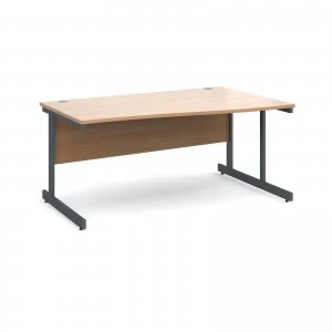 image of Contract 25 Right Hand Wave Desk 1600mm - Graphite Cantilever Frame b