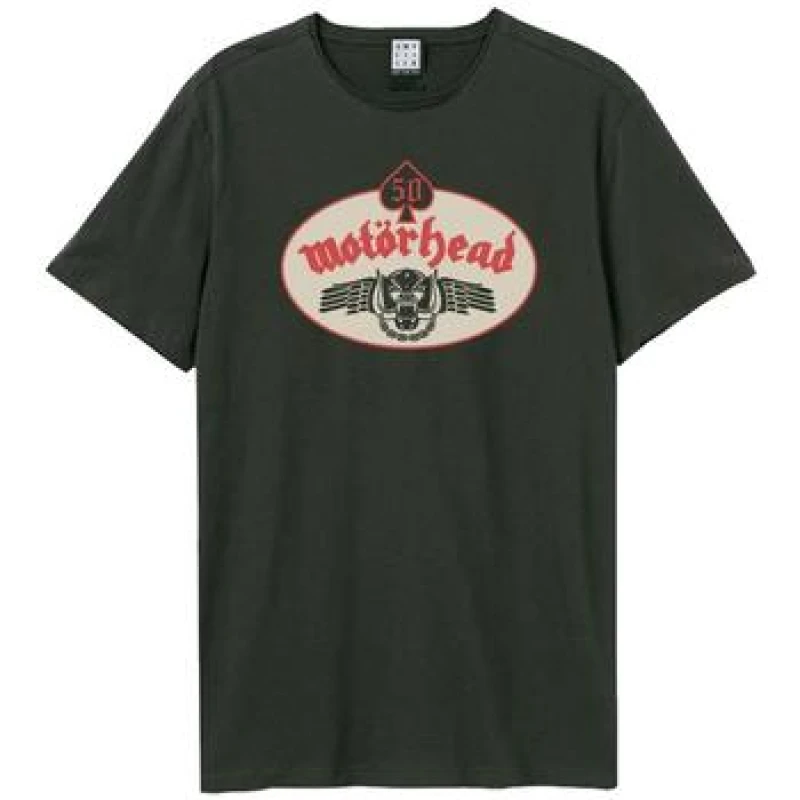 Image of Amplified Amplified Men 50th Emblem Patch Motorhead T-Shirt in Charcoal Size: X-Small Charcoal XS Male 5063852072347