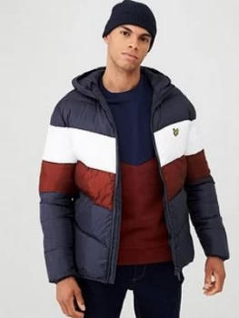 Image of Lyle & Scott Colour Block Padded Jacket - Navy/Red