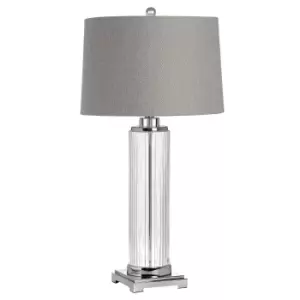 Glass with Stainless Steel Accent Table lamp and Grey Shade