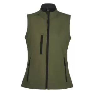 image of SOLS Womens/Ladies Rallye Soft Shell Bodywarmer Jacket (L) (Dark Green)