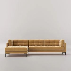 Image of Swoon Landau Velvet Corner Sofa - Left Hand Side - Corner Sofa - Biscuit