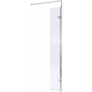 Wet Room Return Panel 1850mm High x 300mm Wide 8mm Glass - Polished Chrome - Nuie