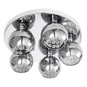 image of Spa Megara 5 Light Ceiling Light Decorative Crystal Smoke Glass and Chrome