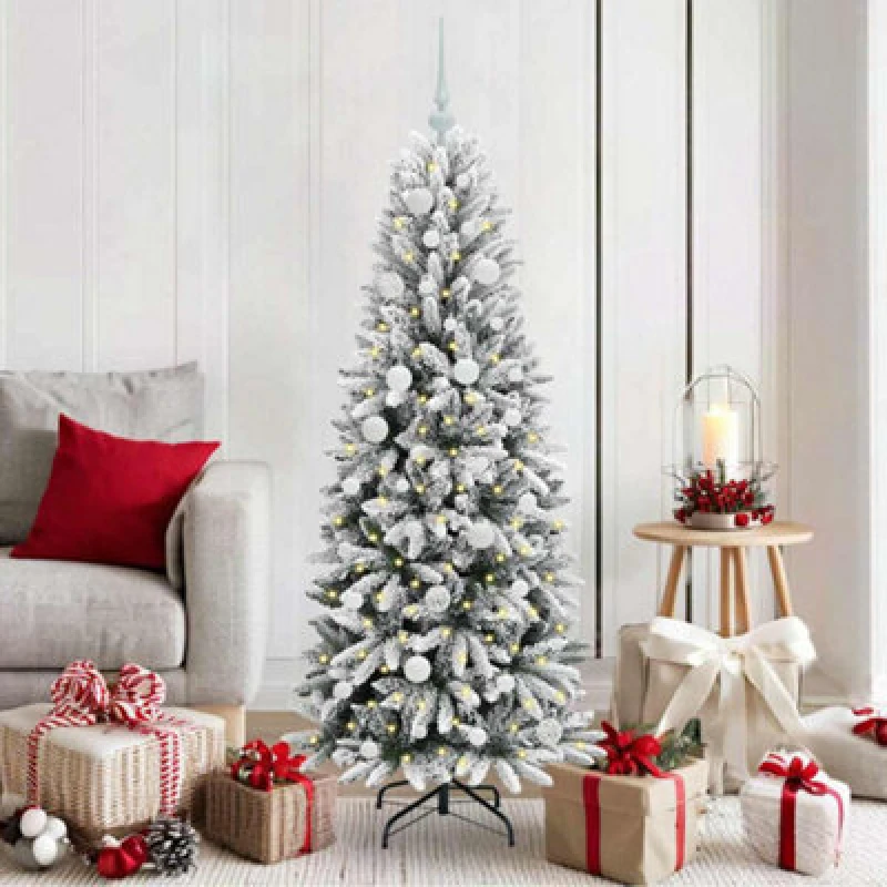 Image of vidaXL Artificial Christmas Tree with 150 LEDs, White Balls White 63 x 63 x 150 cm, White 3396036