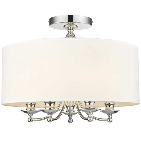 image of Abu Dhabi 5 Light Cylindrical Ceiling Light Silver, E14