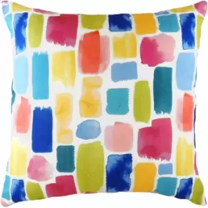 Image of Evans Lichfield - Aquarelle Dash Watercolour Print Cushion Cover, Multi, 43 x 43 Cm