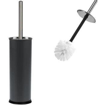 image of Toilet Brush Metal Toilet Brush Holder Set Grey Black WC Brush Bin Anthracite + Brush Holder