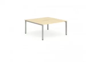 Image of B2B Silver Frame Bench Desk 1400 Maple (2 Pod)
