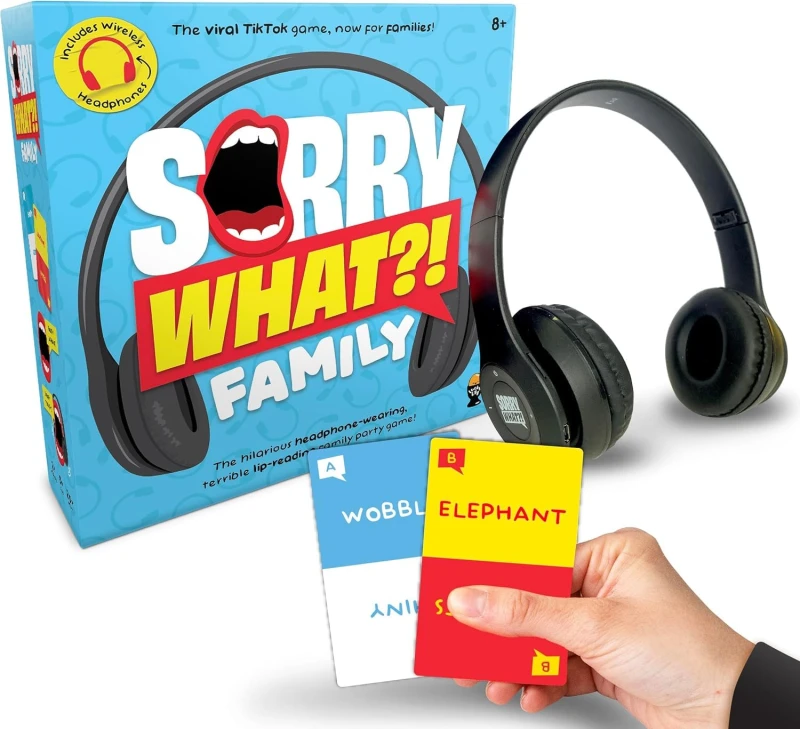 Image of Lucky Egg Sorry What - Lip Reading Friends Party Game Based On The Headphone Challenge TikTok Trend - 2+ Players 40000 Funny Word Phrase Combinations