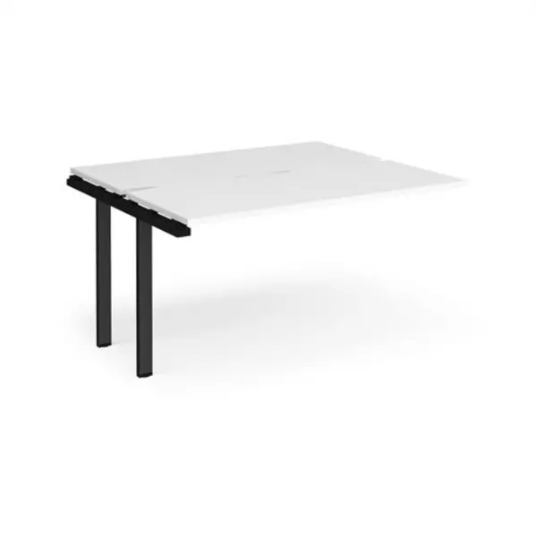 Image of Adapt Bench Desk Add On Rectangular Desk 1400mm With Sliding Tops White Tops With Black Frames 1200mm Depth Adapt White STE1412-AB-K-WH