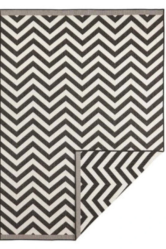 Image of The Rugs Palma Indoor Outdoor Reversible Rug Durable Soft For Living Room In Black