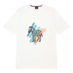 Image of Paul Smith Stripe Zebra Print T Shirt - White