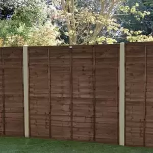 Image of Forest Garden Brown Pressure Treated Superlap Fence Panel - 1830 x 1680mm - 6 x 5'6ft - Pack of 3