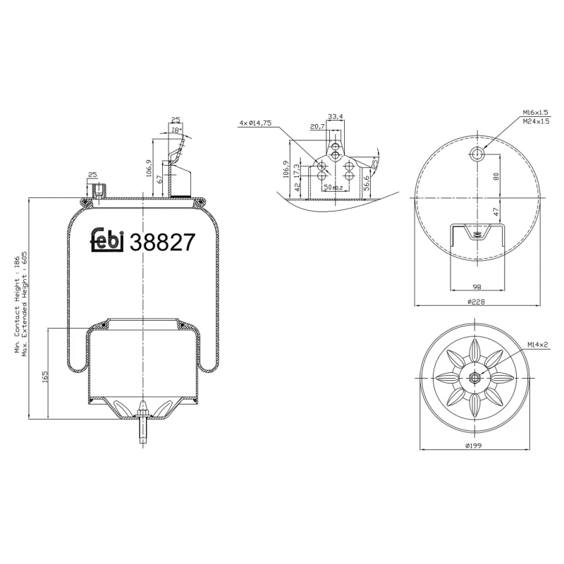 Image of FEBI BILSTEIN 38827 Boot, air suspension Rear Axle Right Boot,air suspension (324)