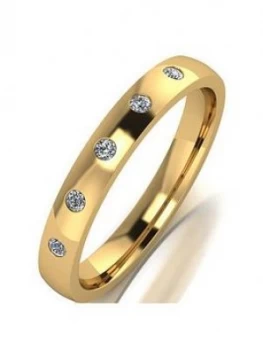 image of Love DIAMOND 9ct Gold 10 Point Diamond Set 4mm Court Wedding Band, Gold, Size H, Women