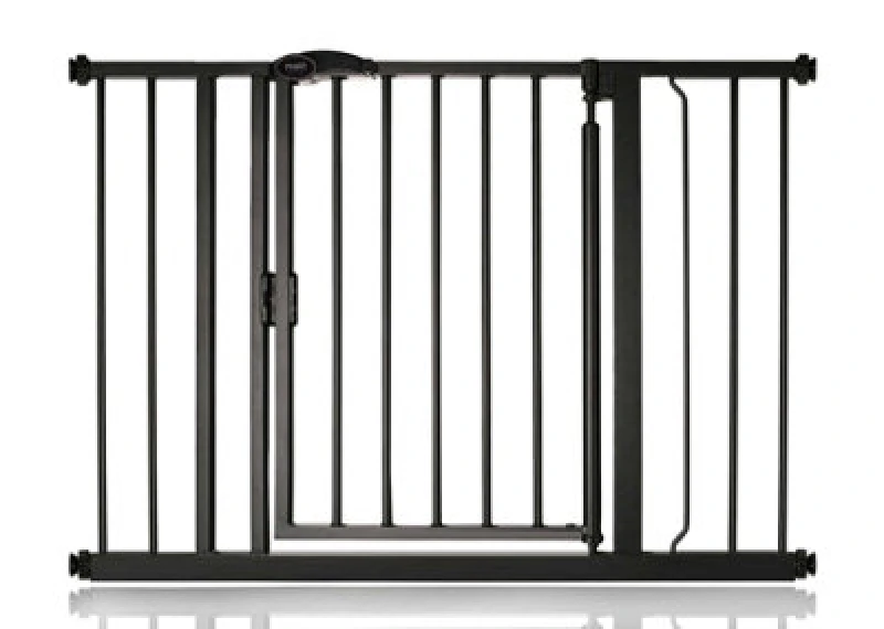 Image of Safetots Pressure Fit Self Closing Stair Gate, 103.8Cm - 110.8Cm, Matt Black, Auto Closing Baby Gate, Safety Barrier