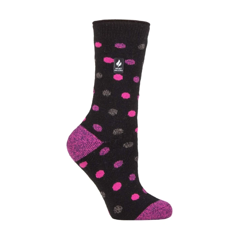 Image of SOCKSHOP Heat Holders 1 Pair 1.6 TOG Lite Patterned and Striped Socks Crimson