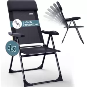 Image of Casaria - Garden Chairs 2pcs Set Folding 7-way Adjustable Aluminium Frame High Backrest Balcony Camping Festival Foldable 4er Set Anthrazit (de)