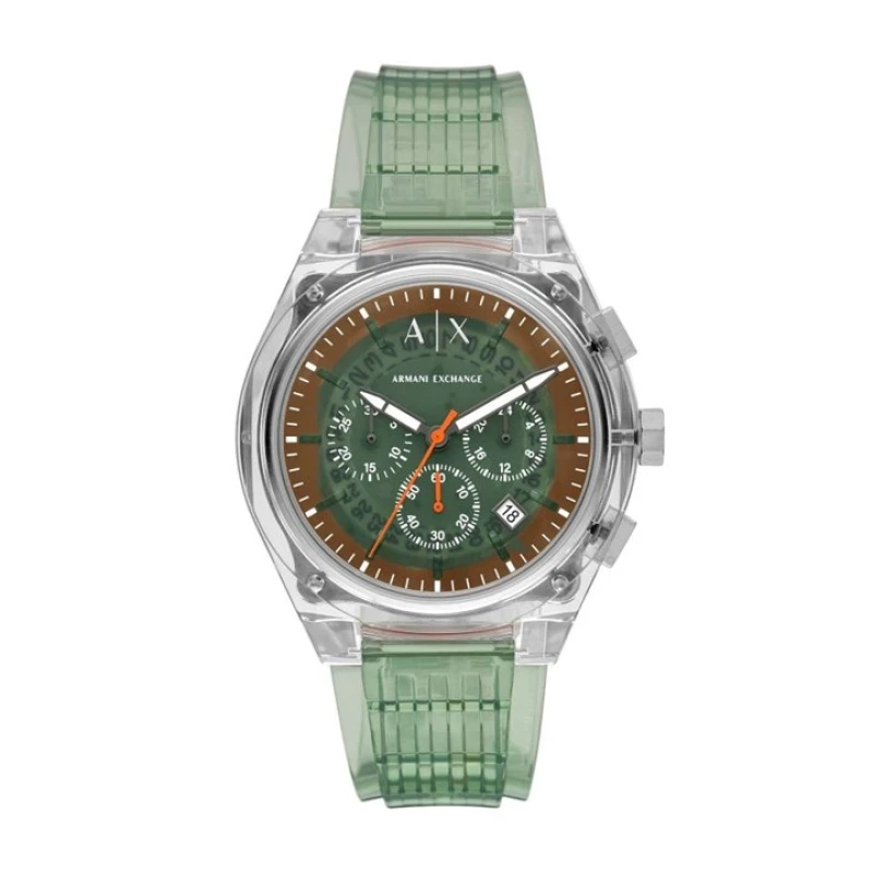 Image of Armani Exchange AX4165 Rafael Green Plastic Strap Watch - W65488