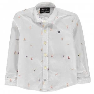 Image of Hackett Hackett Long Sleeved Surf Print Shirt - 8AJ White