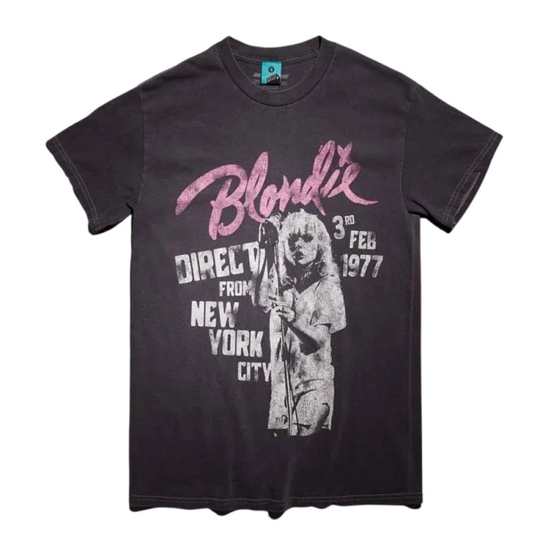 Image of Blondie Mens New York City Vintage Wash T-Shirt in Charcoal Size: XL Charcoal Male XL