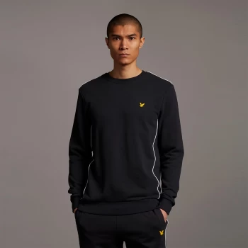Image of Mens Crew Neck with Contrast Piping - True Black - XL