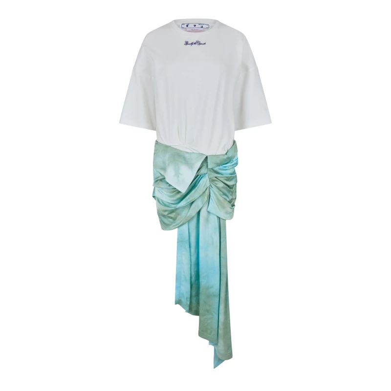 Image of Off White Womens Draped Mini Dress Light Blue female 12 (M)