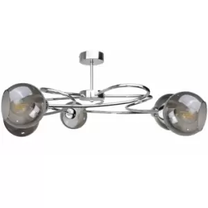 Image of Keter Blom Multi Arm Semi Flush Ceiling Light Silver, 65cm, 5x E27