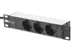 Image of Digitus aluminium outlet strip, 3 safety outlets, 2m supply...