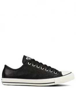 Converse Chuck Taylor Leather All Star Ox, Black/White, Size 9, Men