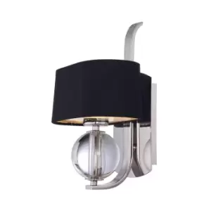 Image of Wall Light Orb Glass Diffuser In Stem Black Shade Imperial Silver LED G9 3.5W