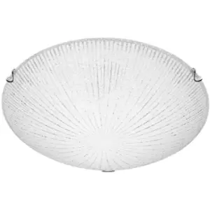 Image of Merano Dawson 40cm Flush Ceiling Light White, Clear Structured Glass LED E27