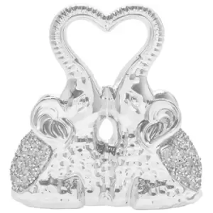 image of Silver Sparkle Elephant Heart Ornament