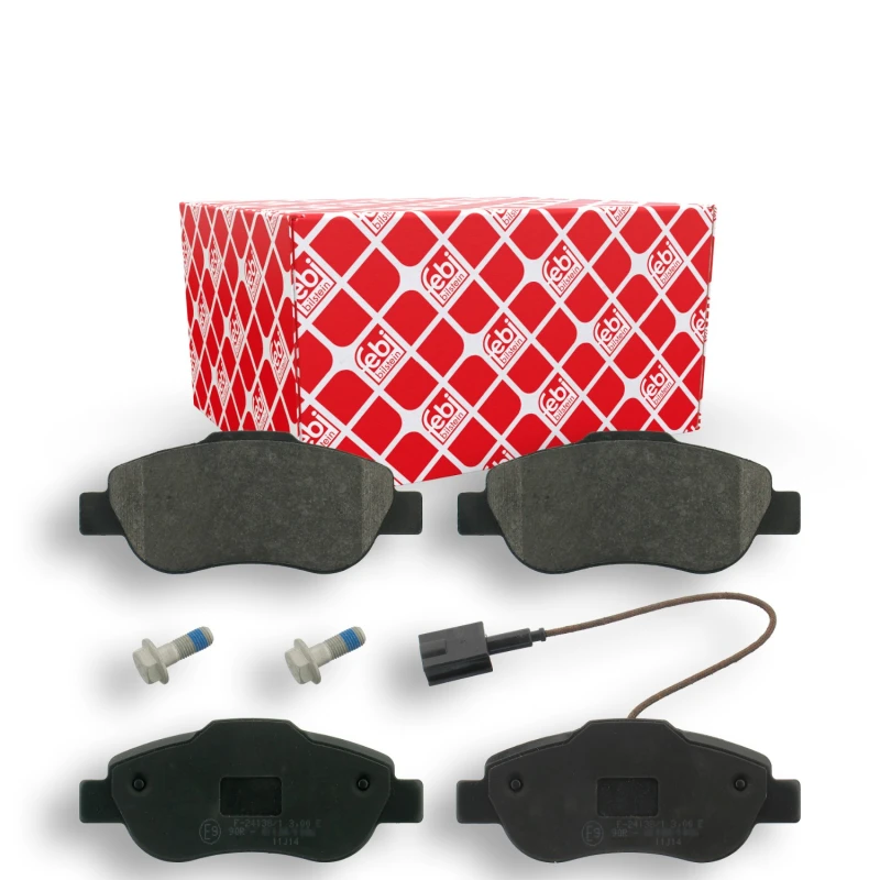 Image of FEBI BILSTEIN 16841 Brake pad set Front Axle, incl. wear warning contact, with bolts/screws Brake Pad Set,disc brake (402)