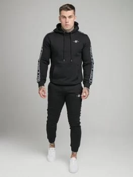 image of SikSilk Fleece Overhead Hoodie Tracksuit - Black